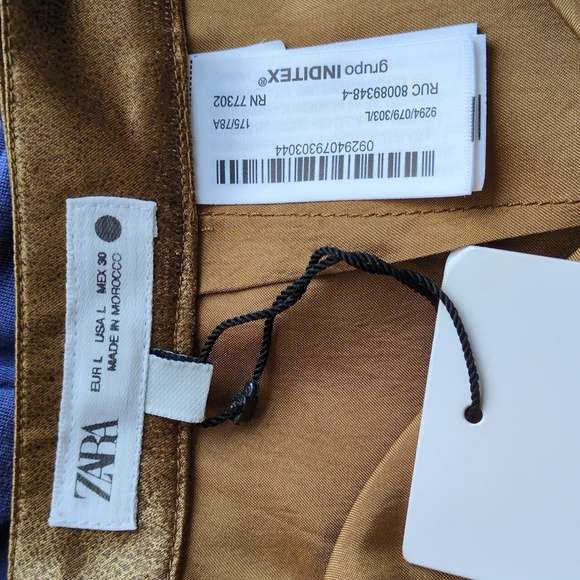 Zara Asymmetric Flowy Skirt In Golden Satin Size L - Picture 8 of 11